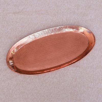 Alternate image for Hammered Oval Copper Tray Crafted in Bali Oval Entertainment