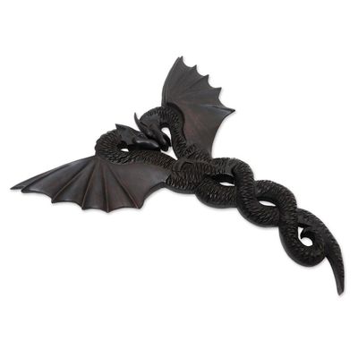 Alternate image for Suar Wood Dragon Relief Panel Entwined