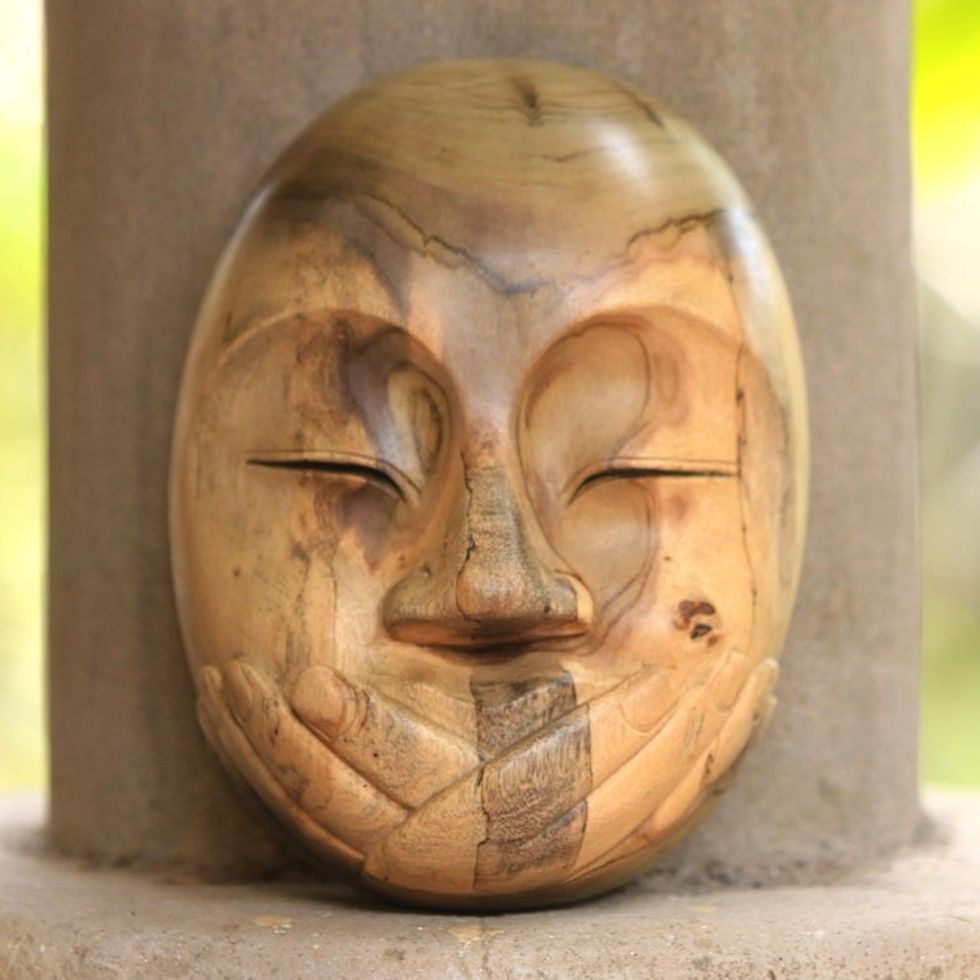 Hibiscus Wood Modern Mask 'Wordless'