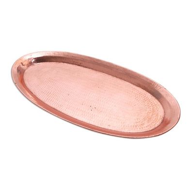 Alternate image for Hammered Oval Copper Tray Crafted in Bali Oval Entertainment