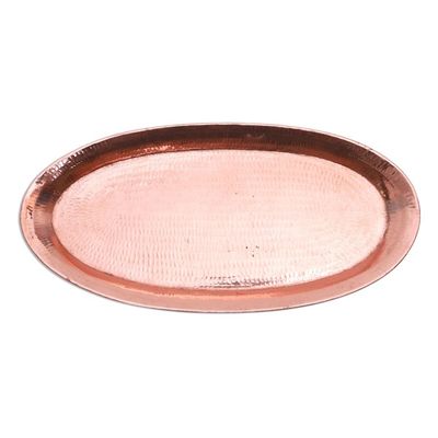 Alternate image for Hammered Oval Copper Tray Crafted in Bali Oval Entertainment