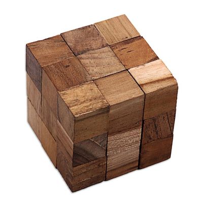 Alternate image for Artisan Crafted Natural Teak Wood Puzzle from Java Snake Cube