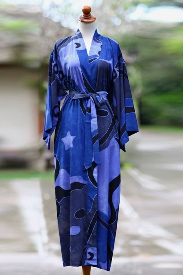 Alternate image for Indonesian Batik Patterned Robe Through the Seas