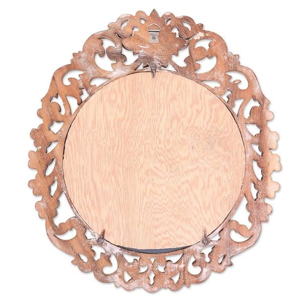 Alternate image for Hand Carved Suar Wood Floral Wall Mirror from Bali Gianyar Garden