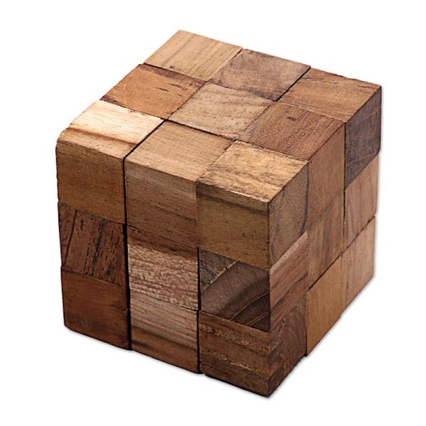 Alternate image for Artisan Crafted Natural Teak Wood Puzzle from Java Snake Cube