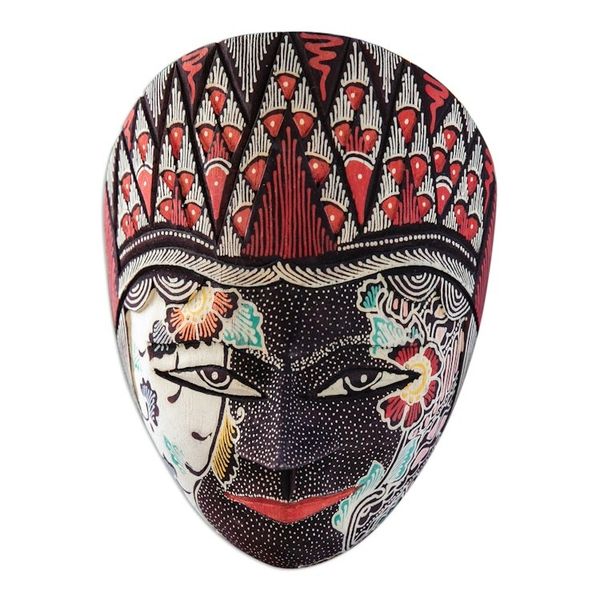 Alternate image for Batik Wood Mask of Hindu Goddess Sita Handcrafted in Java Purity Sita