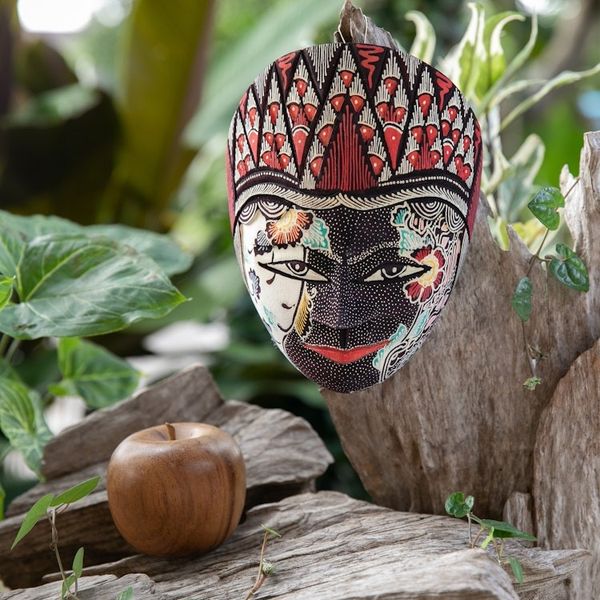 Alternate image for Batik Wood Mask of Hindu Goddess Sita Handcrafted in Java Purity Sita