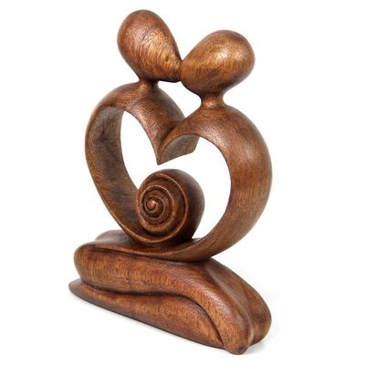 Alternate image for Hand Carved Romantic Wood Sculpture Love of My Life