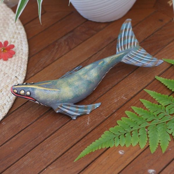 Alternate image for Hand Carved Jempinis Wood Whale Statuette Basking Whale