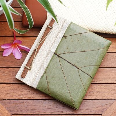 Alternate image for Hand-Crafted Eco-Friendly Natural Fiber Leaf-Themed Journal Wisdom