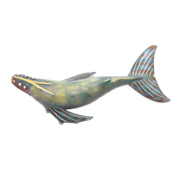 Alternate image for Hand Carved Jempinis Wood Whale Statuette Basking Whale