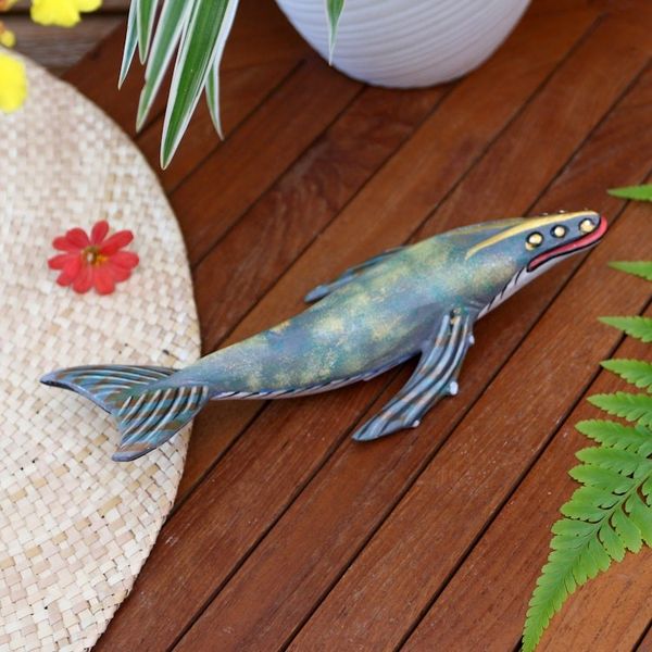 Alternate image for Hand Carved Jempinis Wood Whale Statuette Basking Whale