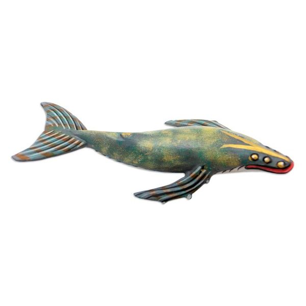 Alternate image for Hand Carved Jempinis Wood Whale Statuette Basking Whale