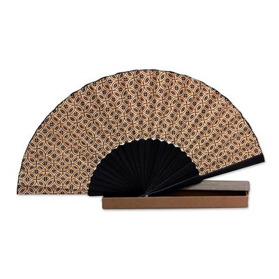 Alternate image for Indonesian Batik Silk Patterned Fan Golden Rings