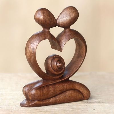 Alternate image for Hand Carved Romantic Wood Sculpture Love of My Life