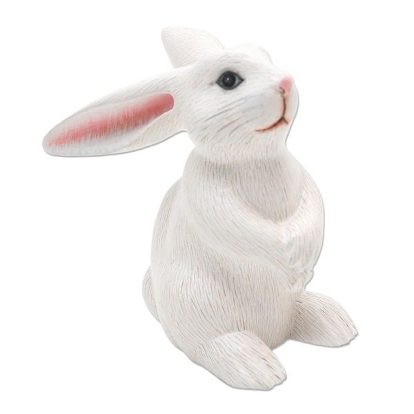 Alternate image for Cute Hand Carved White Rabbit Sculpture Adorable Rabbit in White