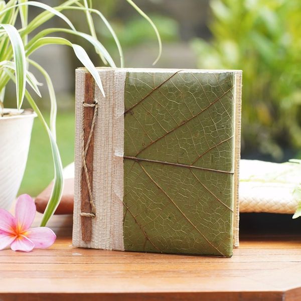 Alternate image for Hand-Crafted Eco-Friendly Natural Fiber Leaf-Themed Journal Wisdom