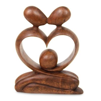 Alternate image for Hand Carved Romantic Wood Sculpture Love of My Life
