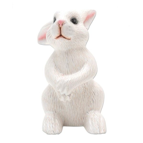 Alternate image for Cute Hand Carved White Rabbit Sculpture Adorable Rabbit in White