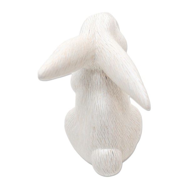 Alternate image for Cute Hand Carved White Rabbit Sculpture Adorable Rabbit in White