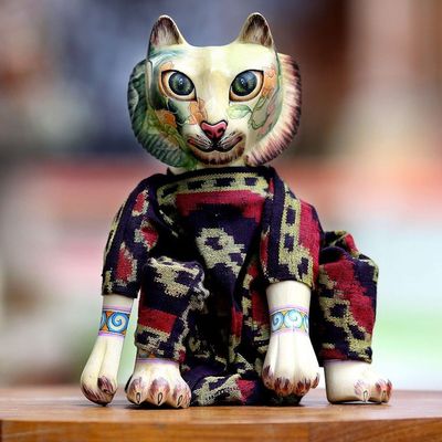 Alternate image for Cotton and Wood Decorative Doll Cat Who Loves Nature