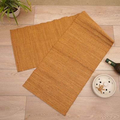 Alternate image for Handcrafted Cotton Blend Table Runner in Orange Tones Soft Natural Orange