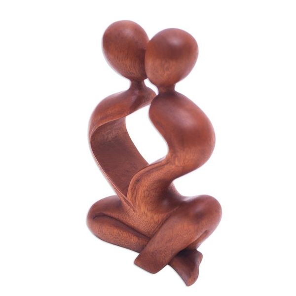 Alternate image for Romantic Wood Sculpture Heartfelt Kiss