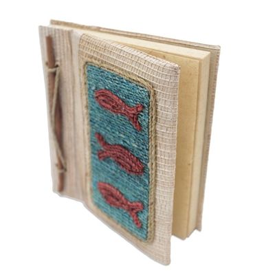 Alternate image for Hand-Crafted Eco-Friendly Natural Fiber Fish-Themed Journal Swerving Fish