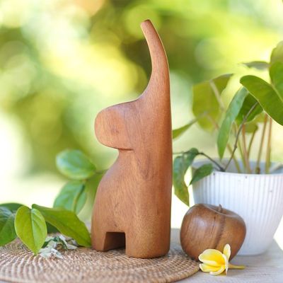 Alternate image for Handmade Wood Sculpture Essential Elephant