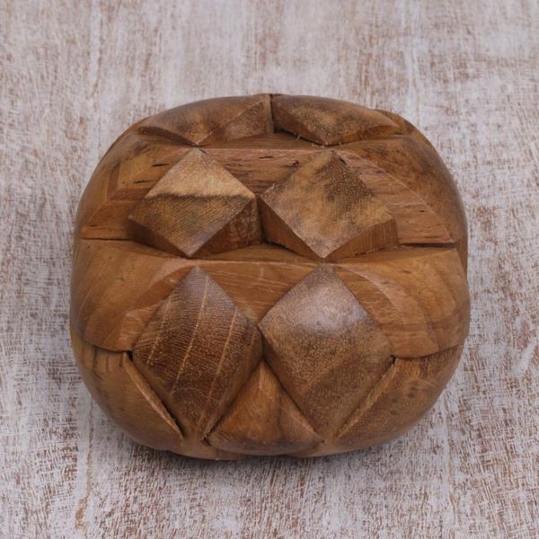 Alternate image for Fair Trade Recycled Teak Wood Puzzle from Java Open Me Up
