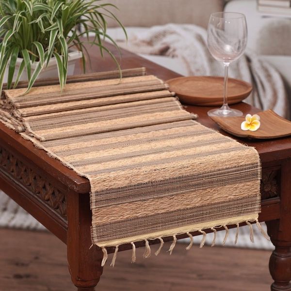 Alternate image for Table Runner Hand-Woven from Cotton and Natural Fibers Bohemian Roots