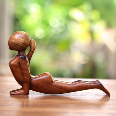 Alternate image for Suar Wood Statuette Cobra Yoga Pose