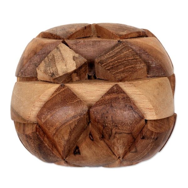 Alternate image for Fair Trade Recycled Teak Wood Puzzle from Java Open Me Up