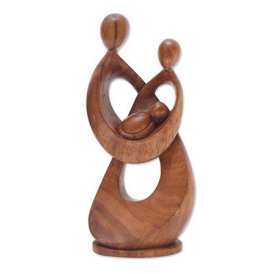 Alternate image for Hand-Carved Semi-Abstract Suar Wood Family Sculpture New Chapter