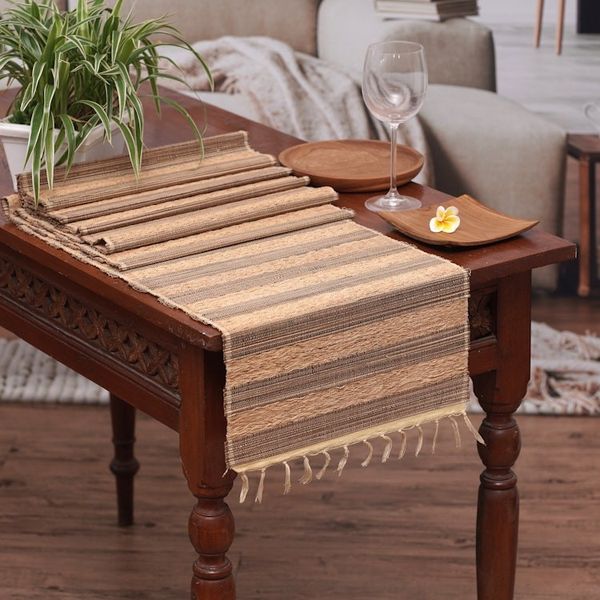 Alternate image for Table Runner Hand-Woven from Cotton and Natural Fibers Bohemian Roots