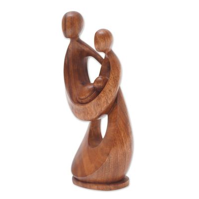 Alternate image for Hand-Carved Semi-Abstract Suar Wood Family Sculpture New Chapter