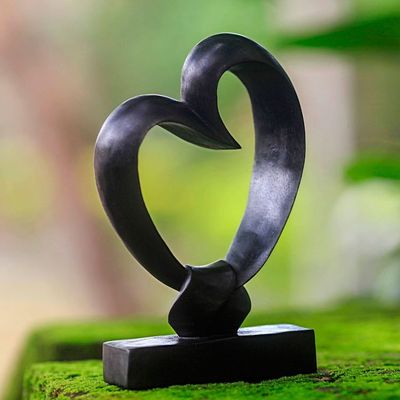 Alternate image for Romantic Wood Sculpture from Indonesia Bonds of the Heart