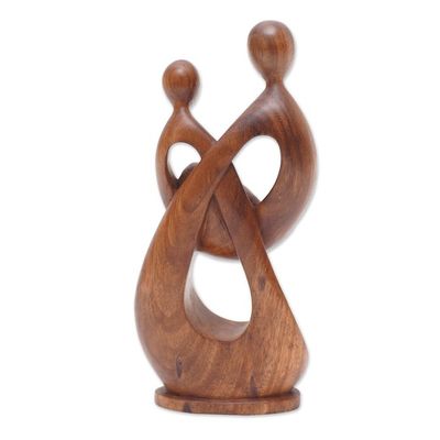 Alternate image for Hand-Carved Semi-Abstract Suar Wood Family Sculpture New Chapter