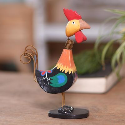 Alternate image for Balinese Wood and Iron Chicken Statuette Cool Chick