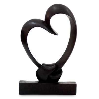 Alternate image for Romantic Wood Sculpture from Indonesia Bonds of the Heart