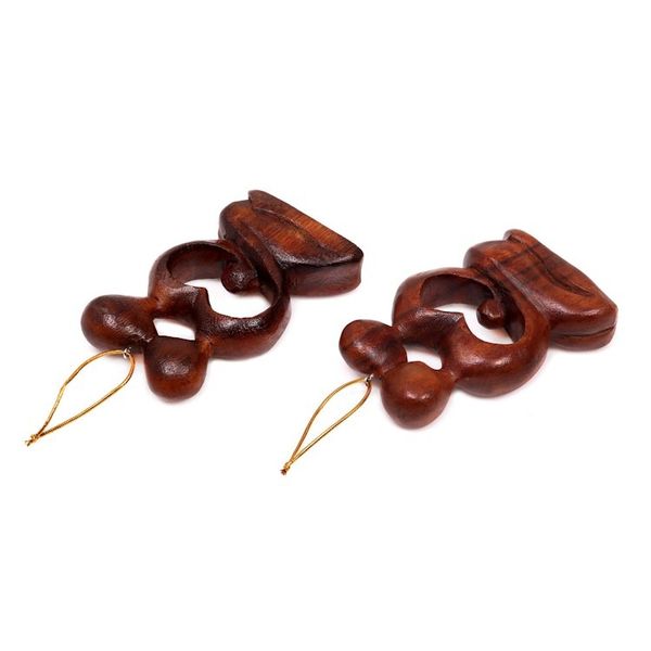 Alternate image for Two Heart Ornaments of Couple Kissing Hand Carved of Wood Forever Together