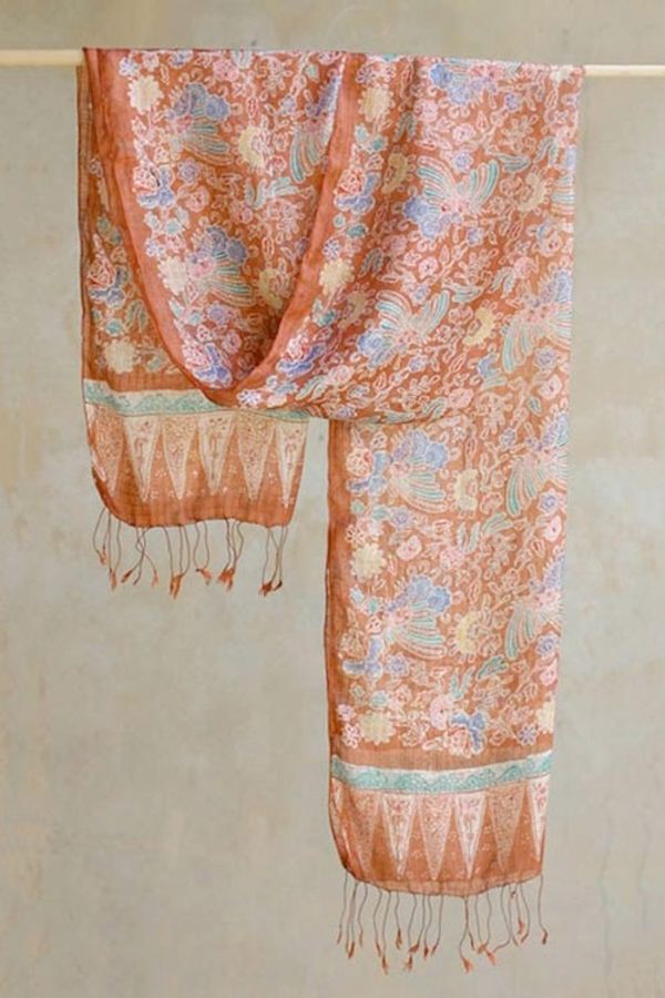 Alternate image for Batik Silk Shawl from Indonesia Bird of Paradise