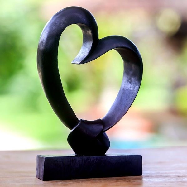 Alternate image for Romantic Wood Sculpture from Indonesia Bonds of the Heart