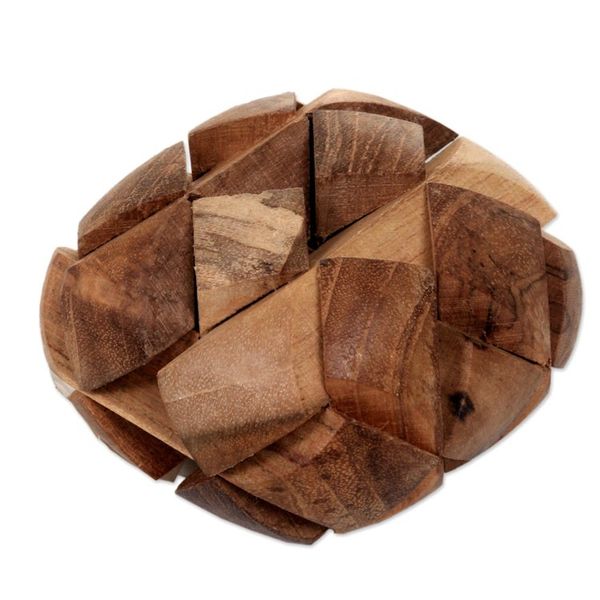 Alternate image for Fair Trade Recycled Teak Wood Puzzle from Java Open Me Up