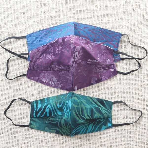 Alternate image for Set of 3 Double Layer Rayon Batik Elastic Loop Face Masks Batik Magic
