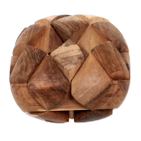 Alternate image for Fair Trade Recycled Teak Wood Puzzle from Java Open Me Up