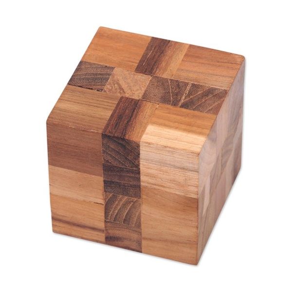 Alternate image for Reclaimed Teak Wood Puzzle Cube from Bali Cube Quiz