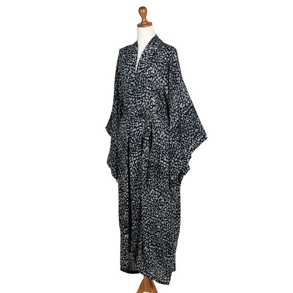Alternate image for Womens Gray and Black Rayon Robe with Kimono Sleeves Borneo Slate