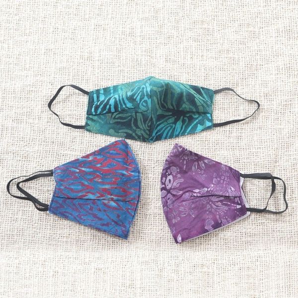 Alternate image for Set of 3 Double Layer Rayon Batik Elastic Loop Face Masks Batik Magic