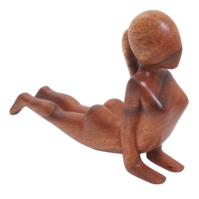 Alternate image for Suar Wood Statuette Cobra Yoga Pose